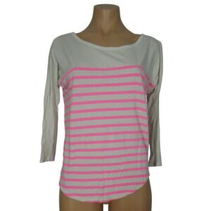 GAP Striped Top XS Womens Loose Fit Light Gray Pink